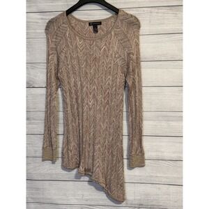 INC Women's XL Asymmetrical Sweater Rose Gold Metallic Shimmer
